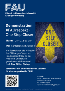 Zum Artikel "Demonstration #FAUrespekt – One Step Closer am 25. April 2024 ab 18 Uhr"